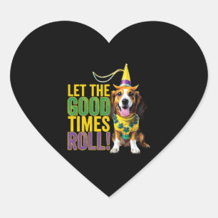 Sticker Cœur Laissez Les Bons Temps Rouler - Drôle Chiens Mardi