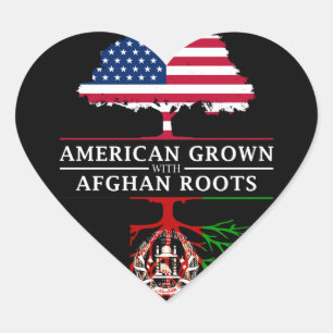 Sticker Cœur L'Amérique grandit avec les racines afghanes Afgha