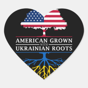 Sticker Cœur L'Amérique grandit avec les racines ukrainiennes U