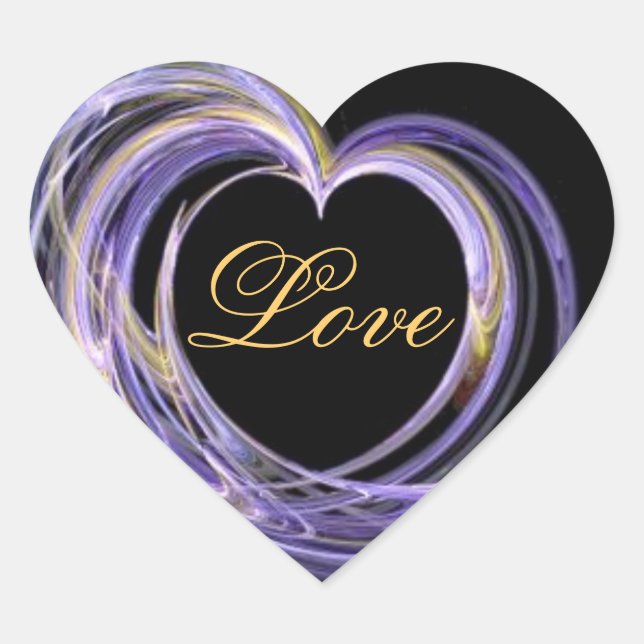 Sticker Cœur L'amour balayé par la vague Remplir l'art fractal (Devant)