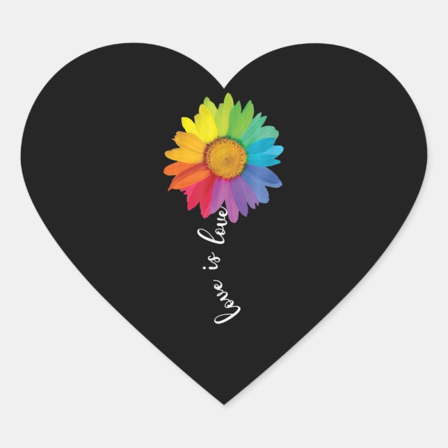 Sticker Cœur L'amour est amour Rainbow Sunflower gay lesbienne  (Devant)