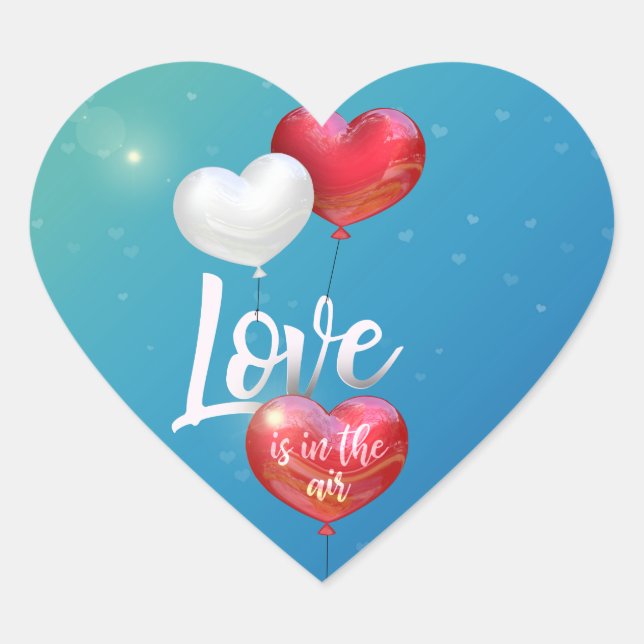 Sticker Cœur L'Amour Est Dans Les Ballons D'Air Valentine - Sti (Devant)