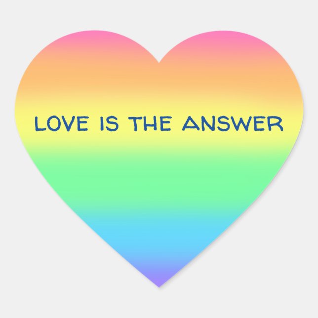 Sticker Cœur L'Amour Est La Réponse Arc En Ciel (Devant)