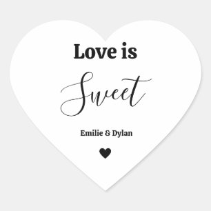 Sticker Cœur L'amour est une faveur de mariage douce