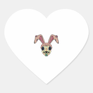 Sticker Cœur Lapin crâne Oreilles Pâques mignonne Skeleton Rabb