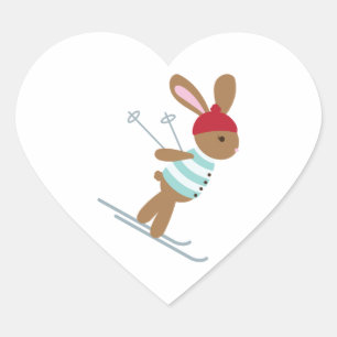 Sticker Cœur Lapin de ski