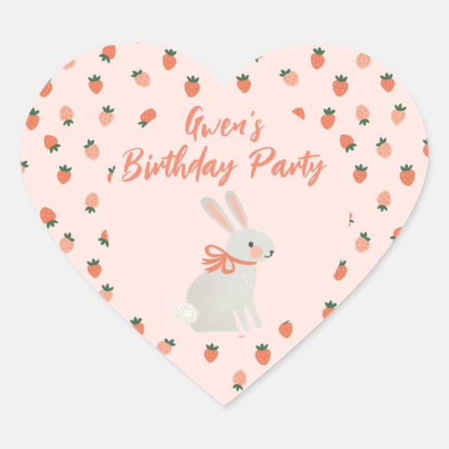Sticker Cœur Lapin et fraise (Devant)