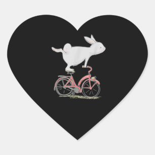 Sticker Cœur Lapin Mignonne Sur Vélo Vélo Vélo Vélo Vélo