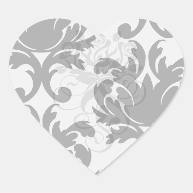 Sticker Cœur large et noir bold damask (Devant)