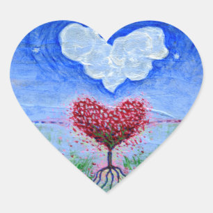 Sticker Cœur L'art surréaliste des deux coeurs