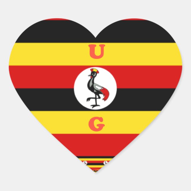 Sticker Cœur L'Art Vibrant Ouganda Inspiré Du Drapeau (Devant)
