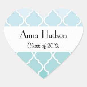Sticker Cœur Latticework bleu, Ombre, Quatrefoil, Graduation