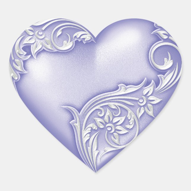 Sticker Cœur Lavande de défilement du coeur avec blanc (Devant)
