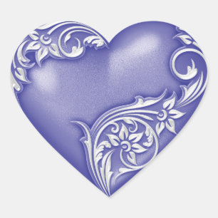 Sticker Cœur Lavande de défilement du coeur bleu avec blanc