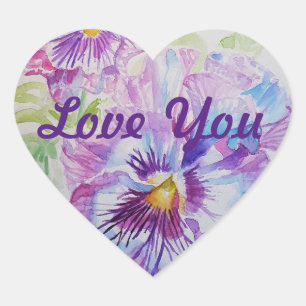 Sticker Cœur Lavande de Shabby Fleurs mauves florales Love Coeu