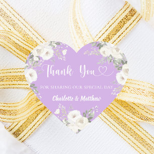 Sticker Cœur Lavande florale blanche coeur merci mariage