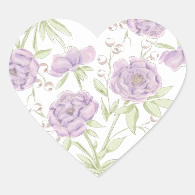 Sticker Cœur Lavender Purple Rose Wedding (Devant)
