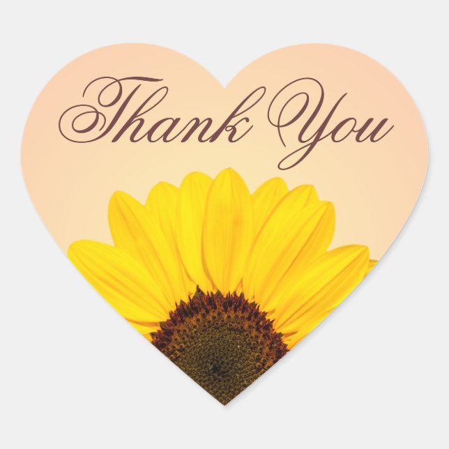 Sticker Cœur Le beau tournesol jaune vous remercient des (Devant)