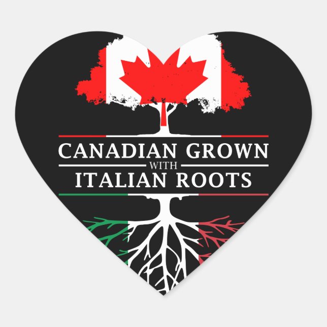 Sticker Cœur Le Canada grandit avec des racines italiennes Desi (Devant)