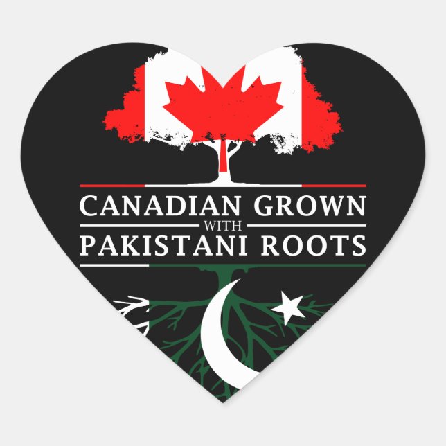 Sticker Cœur Le Canada grandit avec des racines pakistanaises P (Devant)