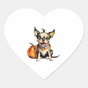 Sticker Cœur Le chien d'Halloween effrayant protège sa prime de