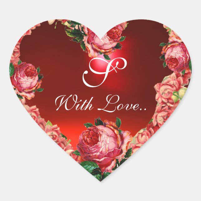 STICKER CŒUR LE COEUR DU JOUR DE VALENTINE AVEC ROSES ROSES ROS (Devant)