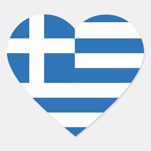 Sticker Cœur Le Drapeau de Grèce (Devant)