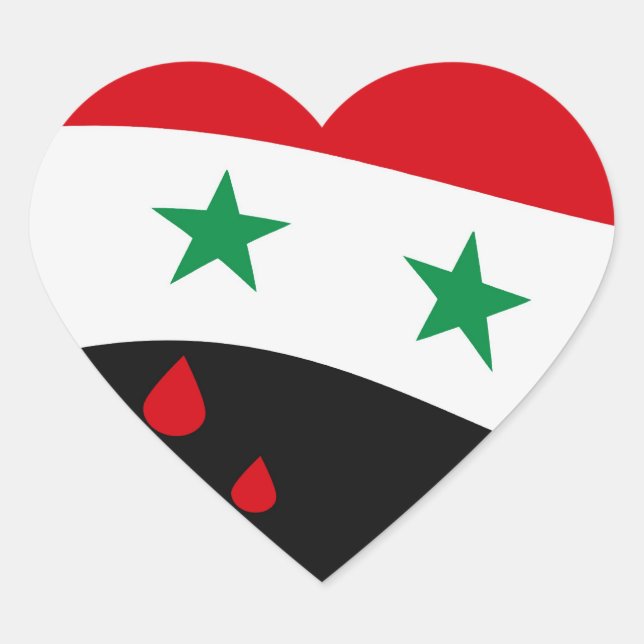 Sticker Cœur Le drapeau syrien brandissant du sang rouge (Devant)