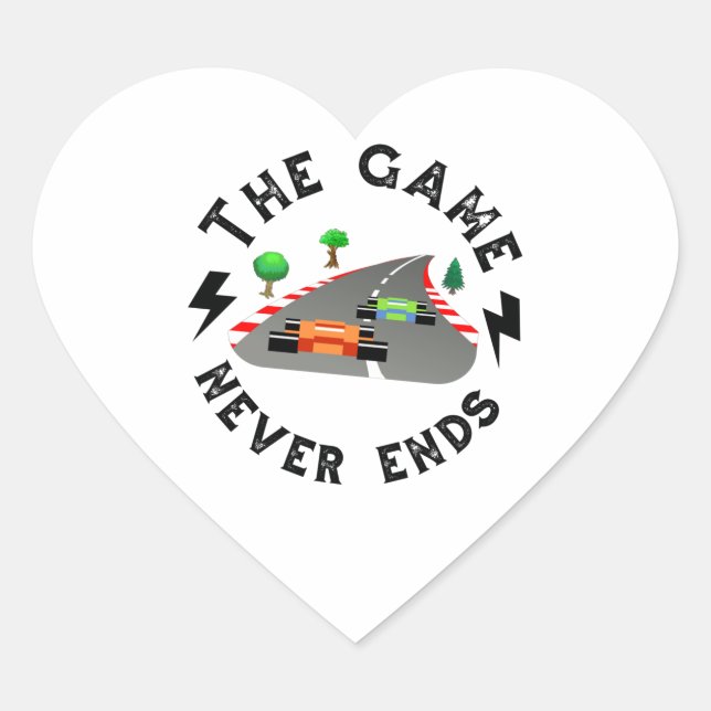 Sticker Cœur Le Jeu ne se termine jamais (Devant)
