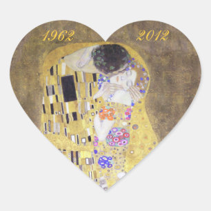 Sticker Cœur Le Kiss Klimt Golden Mariage Anniversaire Coeur S