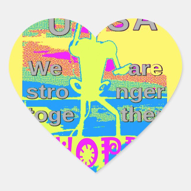 Sticker Cœur Le meilleur USA Hope Hillary forte ensemble (Devant)