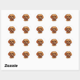 Sticker Cœur Le mignon chien Cavapoo pour les autocollants!