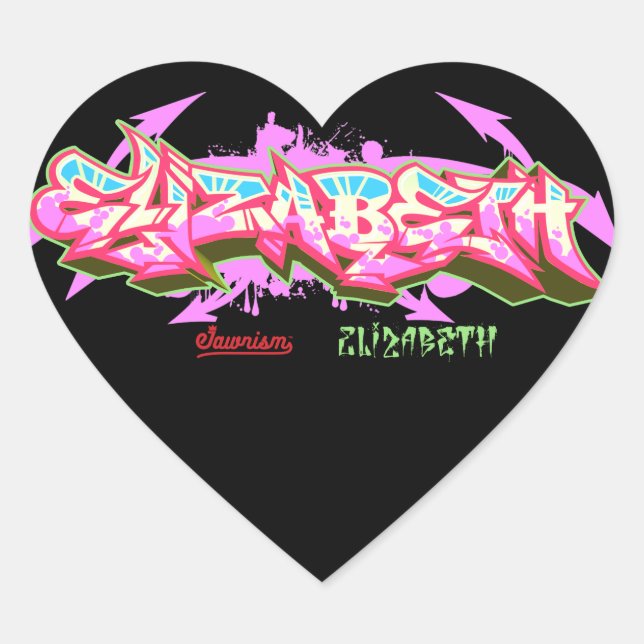 Sticker Cœur Le nom d'Elizabeth dans les graffiti-Stickers | Co (Devant)