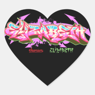 Sticker Cœur Le nom d'Elizabeth dans les graffiti-Stickers   Co