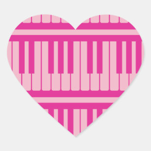 Sticker Cœur Le piano verrouille le motif magenta rose