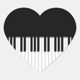 Sticker Cœur Le piano verrouille le noir et le blanc