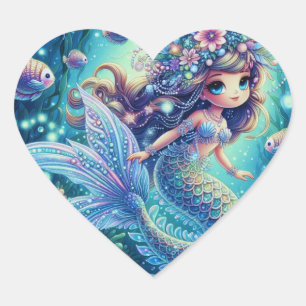 Sticker Cœur Le royaume sous-marin enchanté par Mermaid