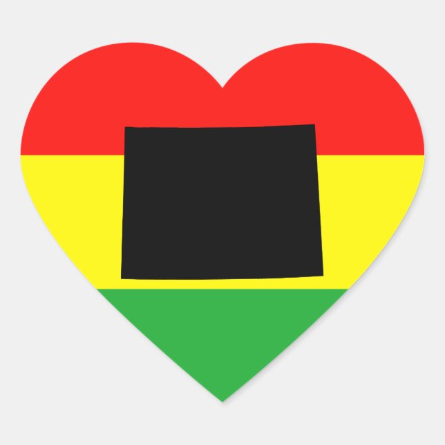 Sticker Cœur Le Wyoming avec les couleurs de Rasta (Devant)