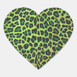 Sticker Cœur Léopard noir et vert