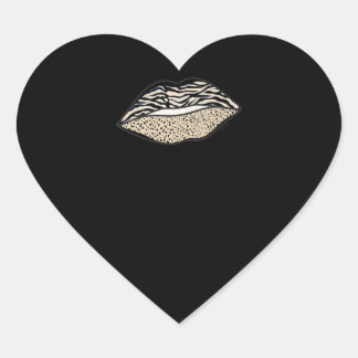 Sticker Cœur léopard zèbre lèvres baiser | cadeau poster de ani