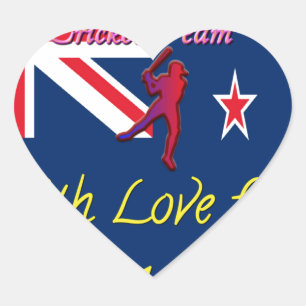 Sticker Cœur L'équipe de cricket néo-zélandaise : L'amour de mo