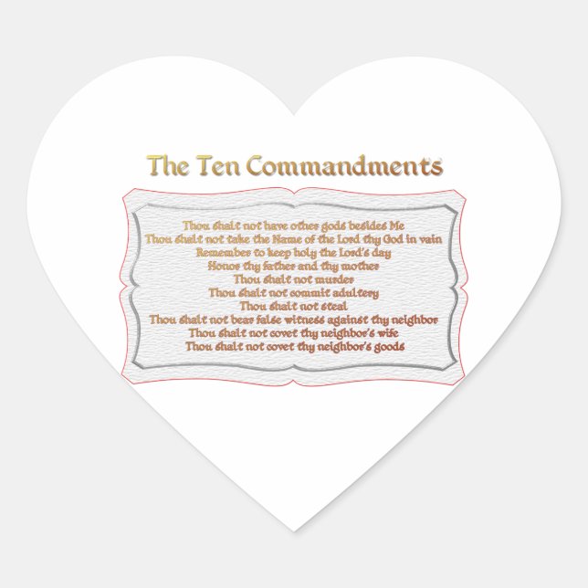 Sticker Cœur Les 10 commandements (Devant)