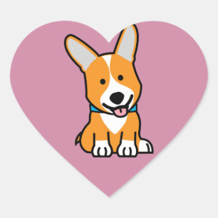 Sticker Cœur Les Corgis de corgi poursuivent le Pembroke