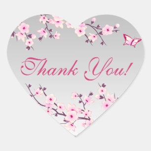 Sticker Cœur Les fleurs florales de cerisiers en Baby shower gr