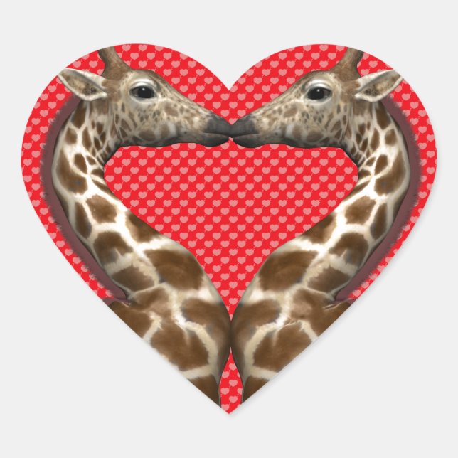 Sticker Cœur Les girafes amoureuses (Devant)