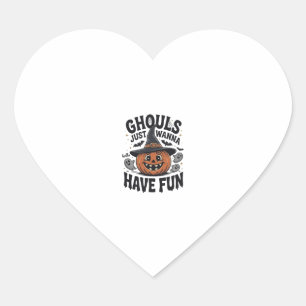 Sticker Cœur Les goules veulent juste s'amuser Halloween Citrou