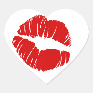 Sticker Cœur Les grandes grandes lèvres embrassent la bouche d