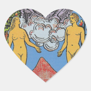 Sticker Cœur Les Lovers Tarot Card Tarots Lecture