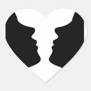 Sticker Cœur Les visages ou l'illusion de vase de deux visages
