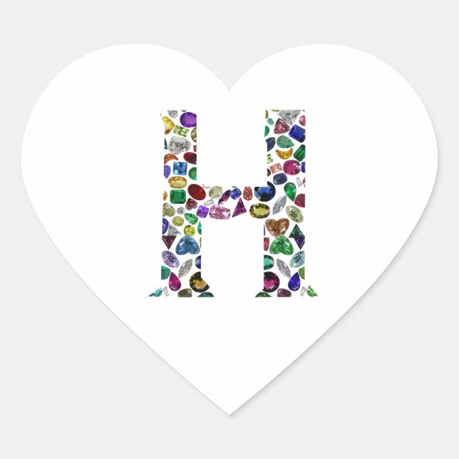 Sticker Cœur Lettre H Monogramme (Devant)